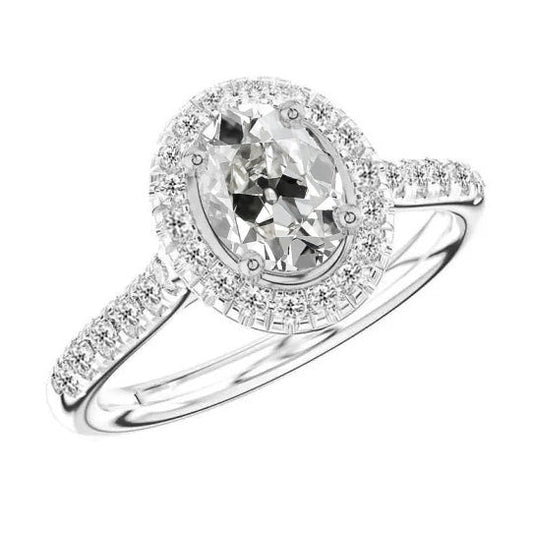 Diamante Fine Anello Halo 3-carati Oro 14 Carati Bianco – vista principale