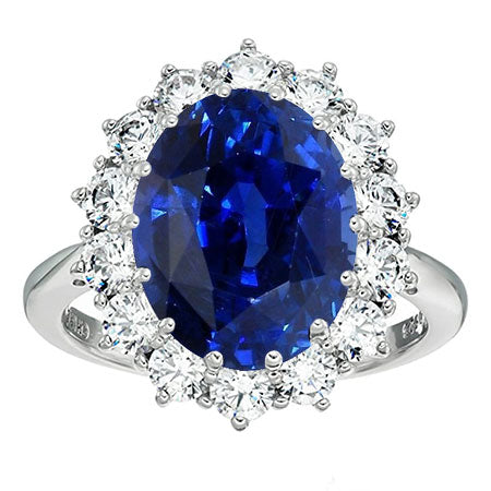 Zaffiro Blu Fiordaliso Anello con Gemma 3,50-carati Oro 14 Carati Bianco – vista principale