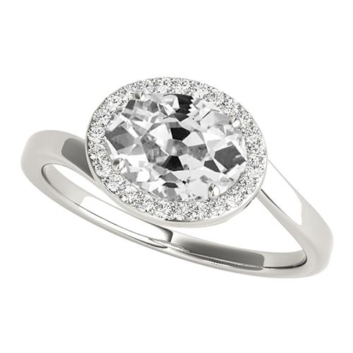 Halo Oval Vecchio Minatore Naturale Diamante Anniversary Ring 3.50 Carati Gioielli Da Donna