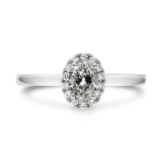 Halo Ovale Anello Di Fidanzamento Con Genuino Diamante Taglio Vecchio Miniera Oro 14K 3,50 Carati