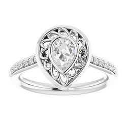 Brillante Incassato a Bezel Anello Halo – 1 carati in Oro Bianco