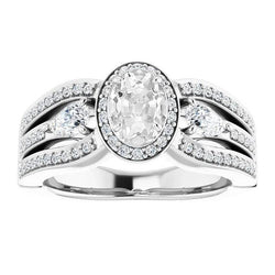 Halo Pear & Oval Vecchio Minatore Genuino Diamante Ring Triplo Gambo Diviso 6,75 Carati