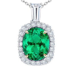Smeraldo Fine Certificato GIA Collana Pendente – 7 carati in Oro
