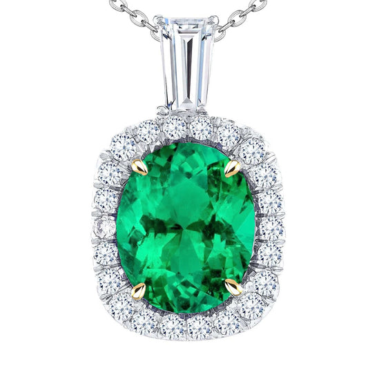 Collana Pendente Oro Bicolore 14K con Smeraldo Fine – vista principale