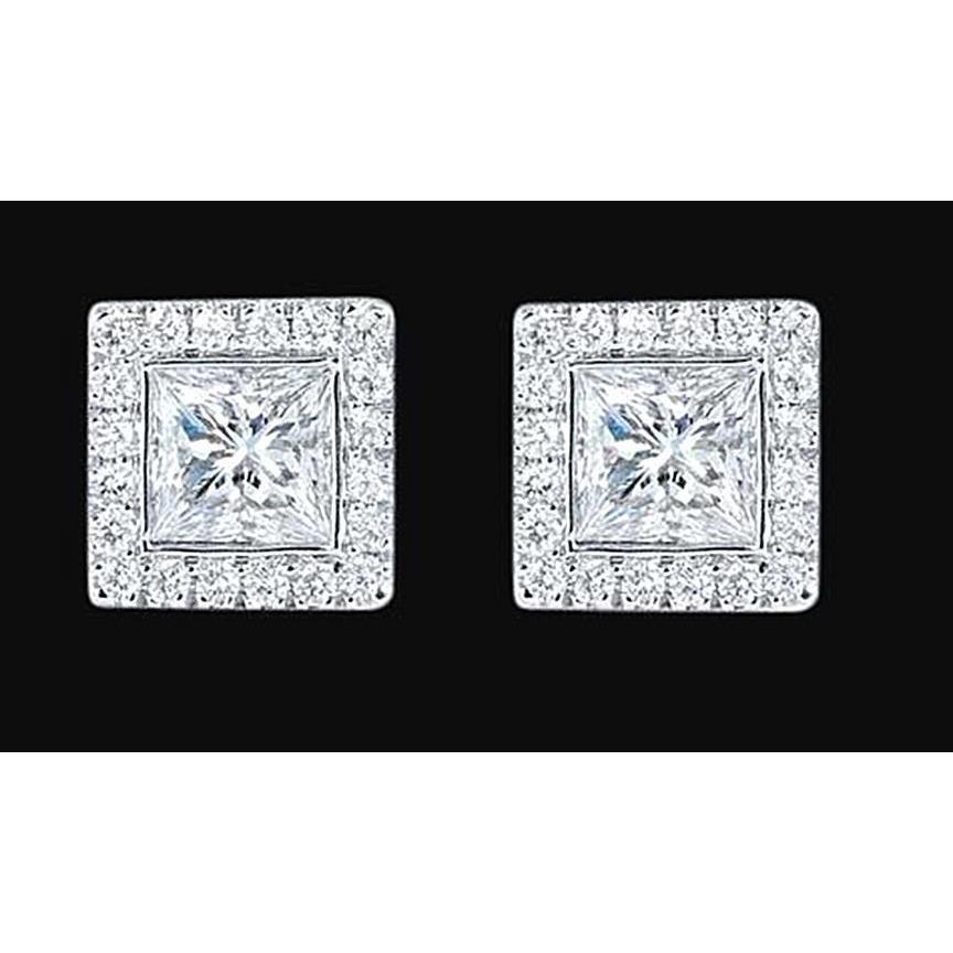 Halo Princess Naturale Diamond Stud Orecchino 2,4 Carati Gioielli Novità