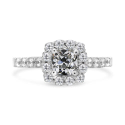 Halo Ring Cushion Vecchio Taglio Vero Diamante Gioielli Da Donna In Oro 4,50 Carati