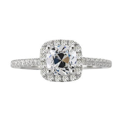 Halo Ring Cushion Vecchio Taglio & Il Giro Naturale Diamante Gioielli Da Donna 6 Carati
