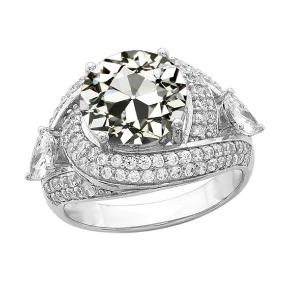 Halo Ring Il Giro Old Mine Cut Genuino Diamante Pave Set 3 Stone Style 6 Carati