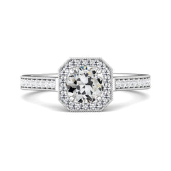 Halo Ring Il Giro Old Mine Cut Naturale Diamante Ring Con Accenti 3,50 Carati
