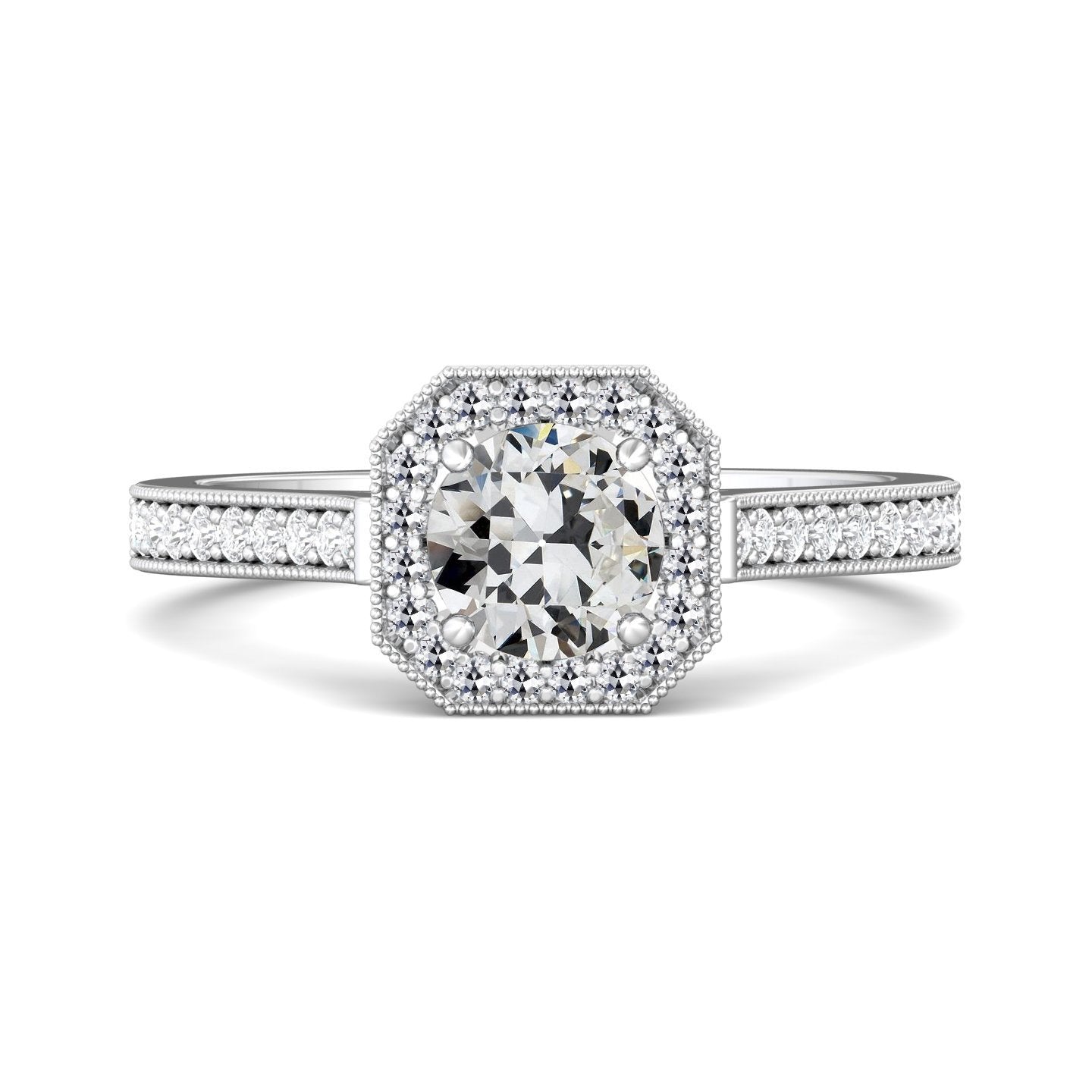 Halo Ring Il Giro Old Mine Cut Naturale Diamante Ring Con Accenti 3,50 Carati