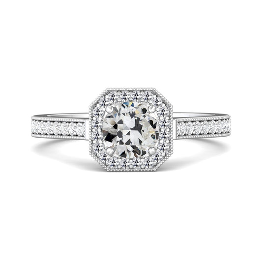 Halo Ring Il Giro Old Mine Cut Naturale Diamante Ring Con Accenti 3,50 Carati