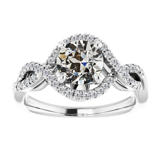 Halo Ring Il Giro Old Mine Cut Vero Diamante Pave Infinity Style 5 Carati