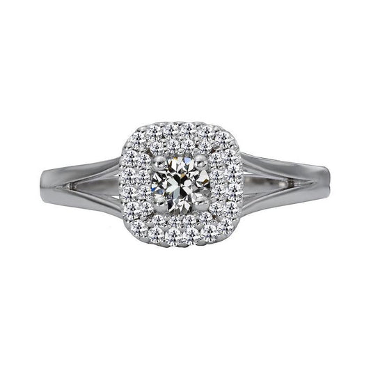 Halo Ring Il Giro Old Mine Cut Vero Diamante Split Shank 3 Carati