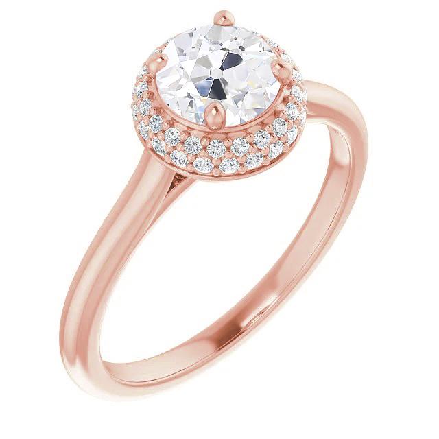 Halo Ring Il Giro Vecchio Minatore Naturale Diamante Gioielli Da Donna In Oro Rosa 4.50 Carati