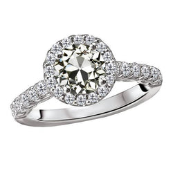 Halo Ring Il Giro Vecchio Minatore Vero Diamante Con Accenti 14K Gold 5 Carats