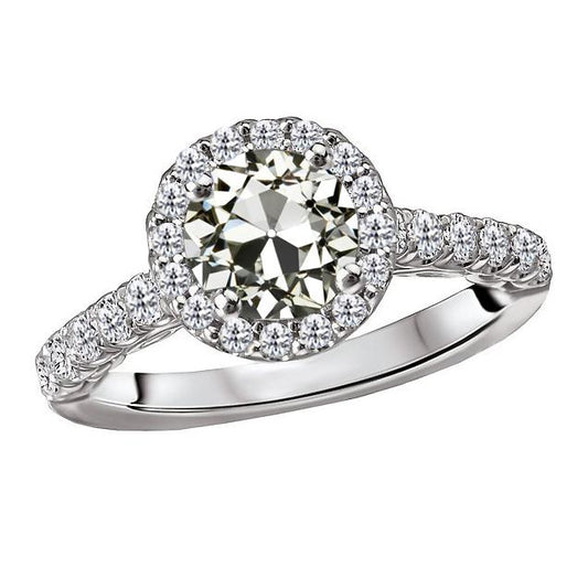 Halo Ring Il Giro Vecchio Minatore Vero Diamante Con Accenti 14K Gold 5 Carats