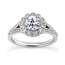 Halo Ring Il Giro Vecchio Minatore Vero Diamante Flower Gambo Diviso 4,50 Carati