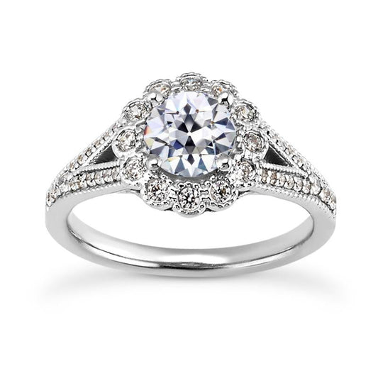 Halo Ring Il Giro Vecchio Minatore Vero Diamante Flower Gambo Diviso 4,50 Carati
