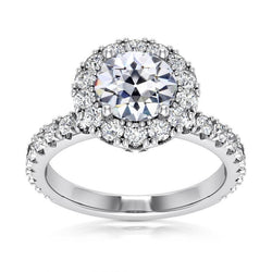 Halo Ring Il Giro Vecchio Taglio Genuino Diamante Gold Fishtail Set 6,50 Carati