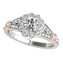 Halo Ring Il Giro Vecchio Taglio Genuino Diamante Split Flower Style 4,25 Carati