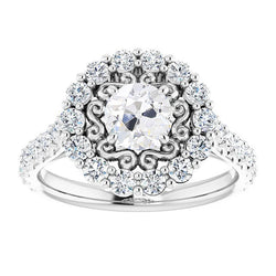Cuscino Antico Brillante Anello con Pavé Halo 1,75 carati – Oro