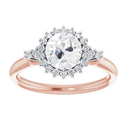 Su misura Stella Diamante Fine Anello con Pavé Halo – 4 carati