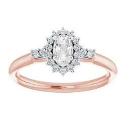 Luminoso Anello di Fidanzamento Halo con Diamante Fine Stella