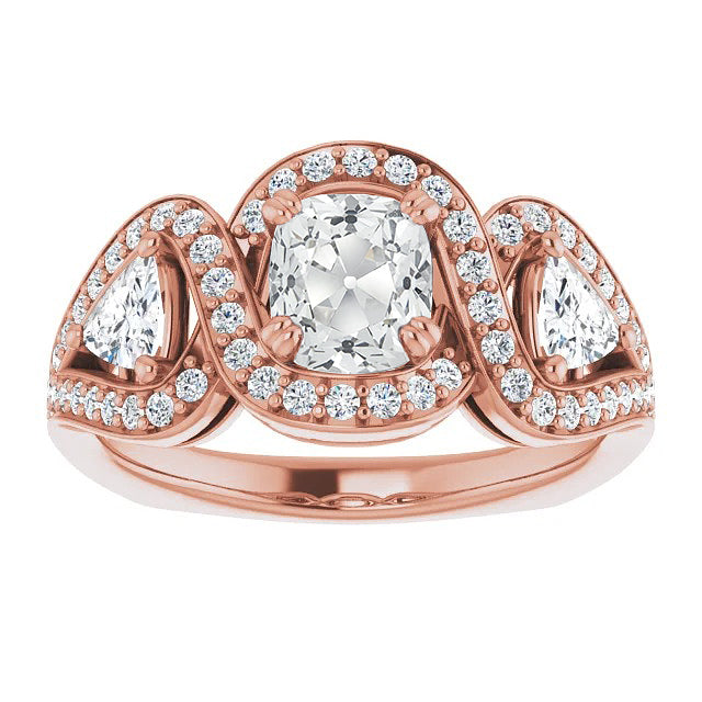 Anello di Fidanzamento Halo Oro Rosa 14K con Brillante – vista principale