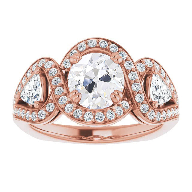 Anello con Pavé Halo Oro Rosa 14K con Brillante – vista principale