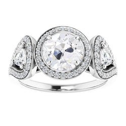 Fine Diamante Fine Anello Halo 2,50 carati – Oro Bianco 14K |
