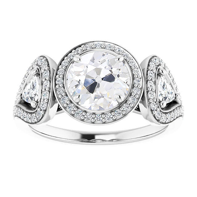 Anello Halo Oro Bianco 14K con Diamante Fine – vista principale