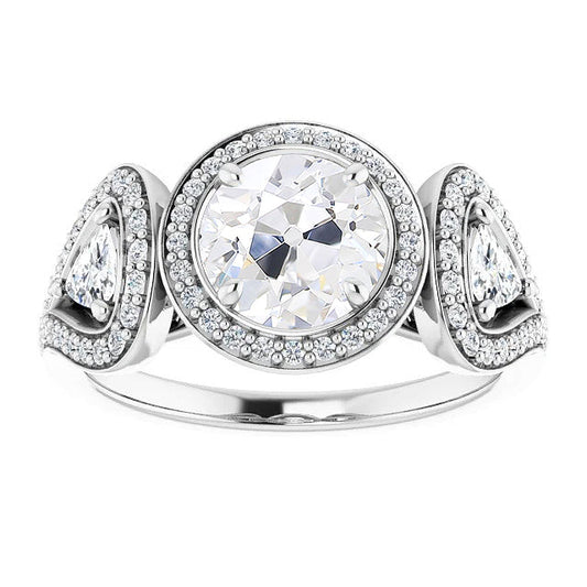 Anello Halo Oro Bianco 14K con Diamante Fine – vista principale