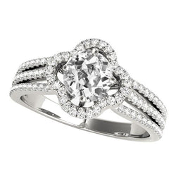 Halo Ring Vecchio Taglio Vero Diamante Triple Split Shank Star Style 7 Carati