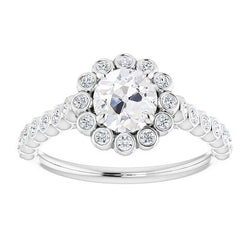 Cuscino Antico Brillante Anello con Pavé Halo – 2 carati in Oro