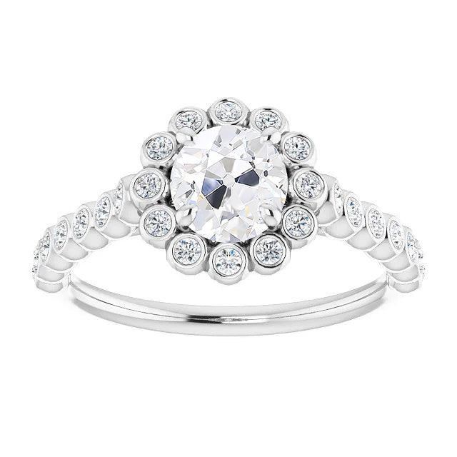 Fatto a mano Brillante Anello con Pavé Halo 2 carati – vista principale
