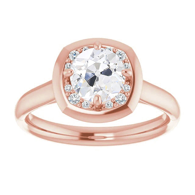 Anello Halo Oro 14 Carati Rosa con Diamante Fine – vista principale