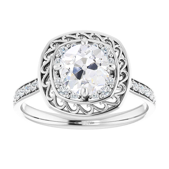 Anello di Fidanzamento Halo Oro 14 Carati Bianco con Brillante – vista principale
