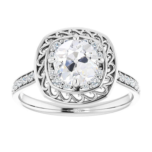 Anello di Fidanzamento Halo Oro 14 Carati Bianco con Brillante – vista principale