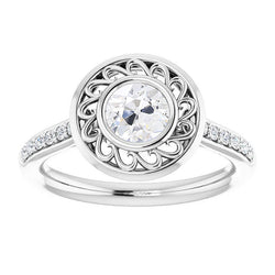 Diamante Fine Incassato a Bezel Anello con Pavé Halo – 1,50