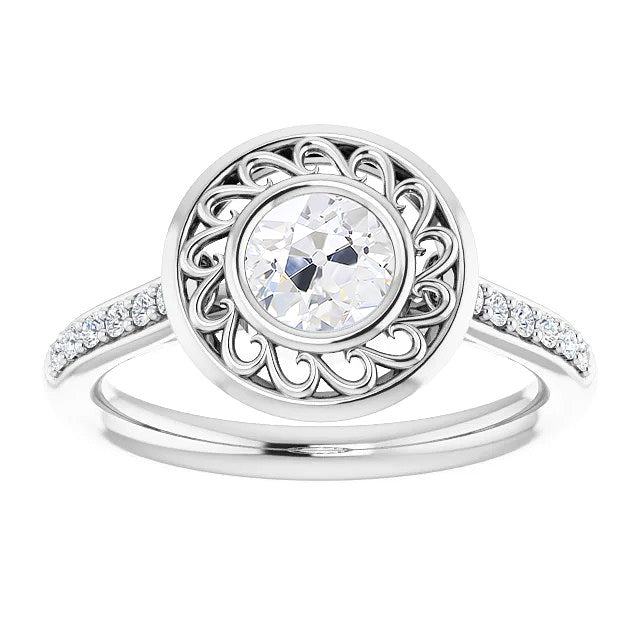 Alto di gamma Diamante Fine Anello con Pavé Halo 1,50 carati – vista principale