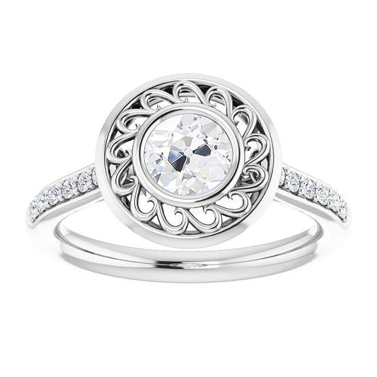 Alto di gamma Diamante Fine Anello con Pavé Halo 1,50 carati – vista principale