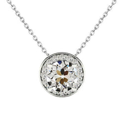 Oro Bianco 14K Diamante Fine Pendente – 1,50-carati Taglio Old