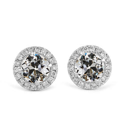 Taglio Old Mine Brillante Orecchini – 2 carati in Oro Bianco 14K