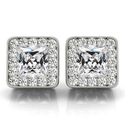 Orecchini a Lobo Oro 14 Carati Bianco con Diamante – 3 carati