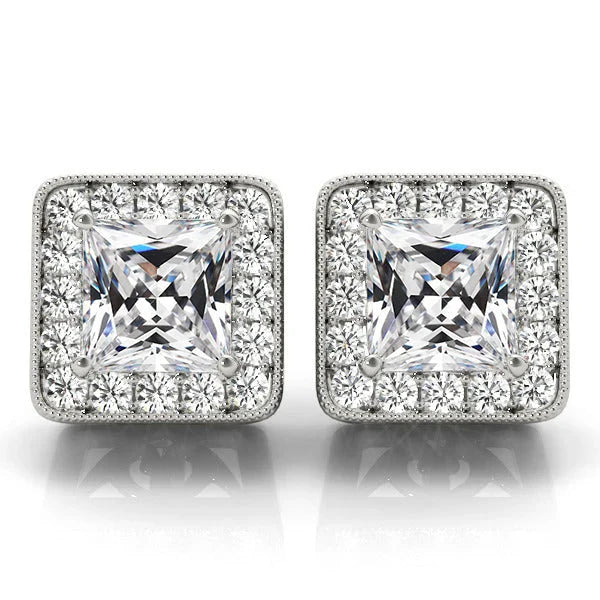 Orecchini a Lobo Oro 14 Carati Bianco con Diamante – vista principale