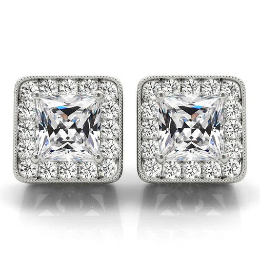 Orecchini a Lobo Oro 14 Carati Bianco con Diamante – vista principale