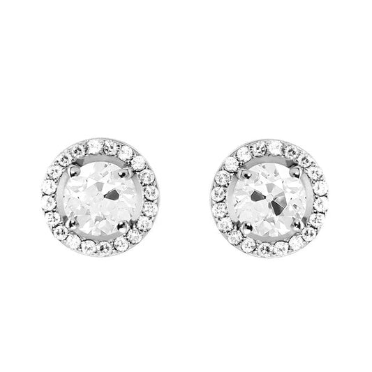 Orecchini a Lobo Oro Bianco 14K con Brillante – vista frontale