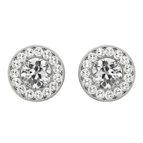 Cuscino Antico Diamante Fine anello in Oro Bianco 14K – vista principale