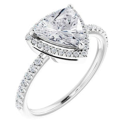 Taglio Trillion Brillante Anello con Pavé Halo – 1,50 carati in