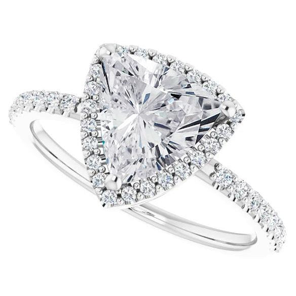 Brillante Anello con Pavé Halo 1,50-carati Oro Bianco 14K – vista laterale